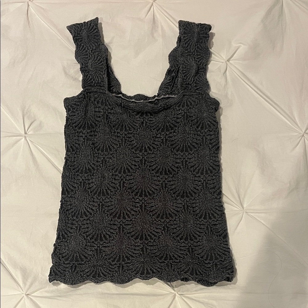 All Saints Charcoal Textured Tank Top